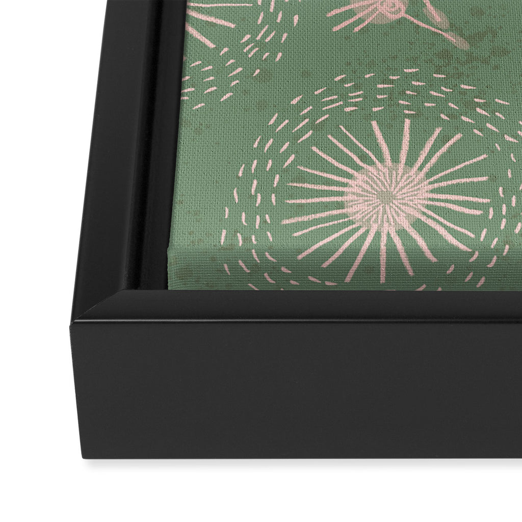 Make A Wish Dandelion Pattern in Sage Green & Peach Framed Canvas Print Gallery Image 3