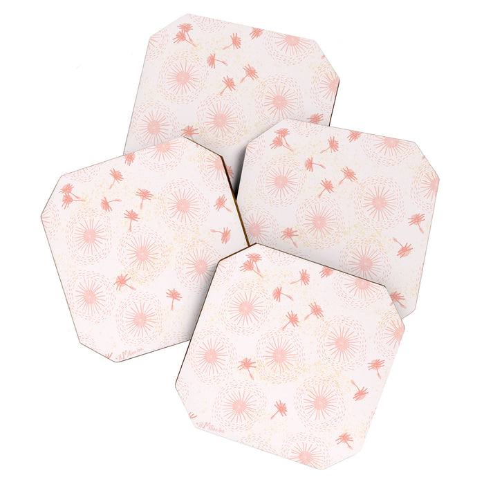 Make A Wish Dandelion Pattern in Pastel Pink & Peach Coaster Gallery Image 1