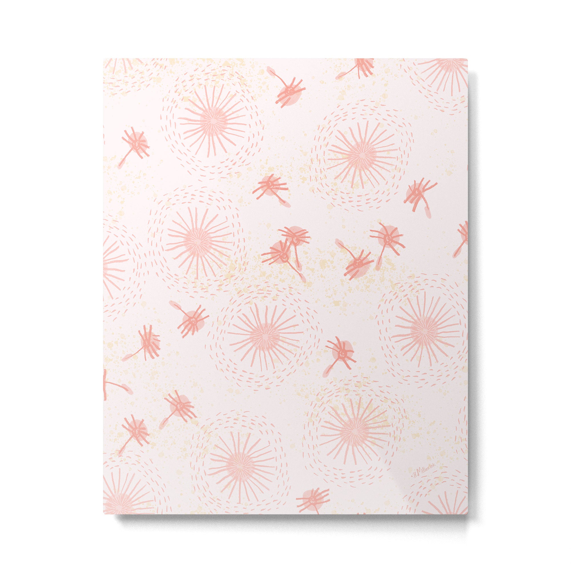 Make A Wish Dandelion Pattern in Pastel Pink & Peach Metal Print Gallery Image 4