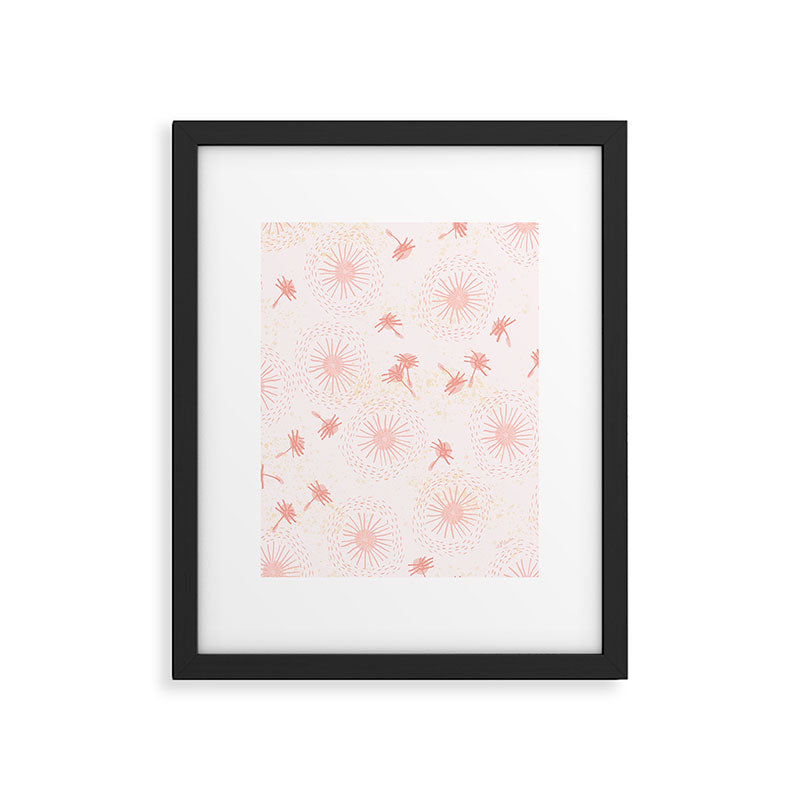 Make A Wish Dandelion Pattern in Pastel Pink & Peach Framed Art Print Gallery Image 5
