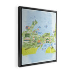 Map of Northern Michigan - Pasty Tour in Blue Framed Canvas Print Gallery Image 2