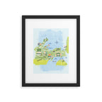Map of Northern Michigan - Pasty Tour in Blue Framed Art Print Gallery Image 5