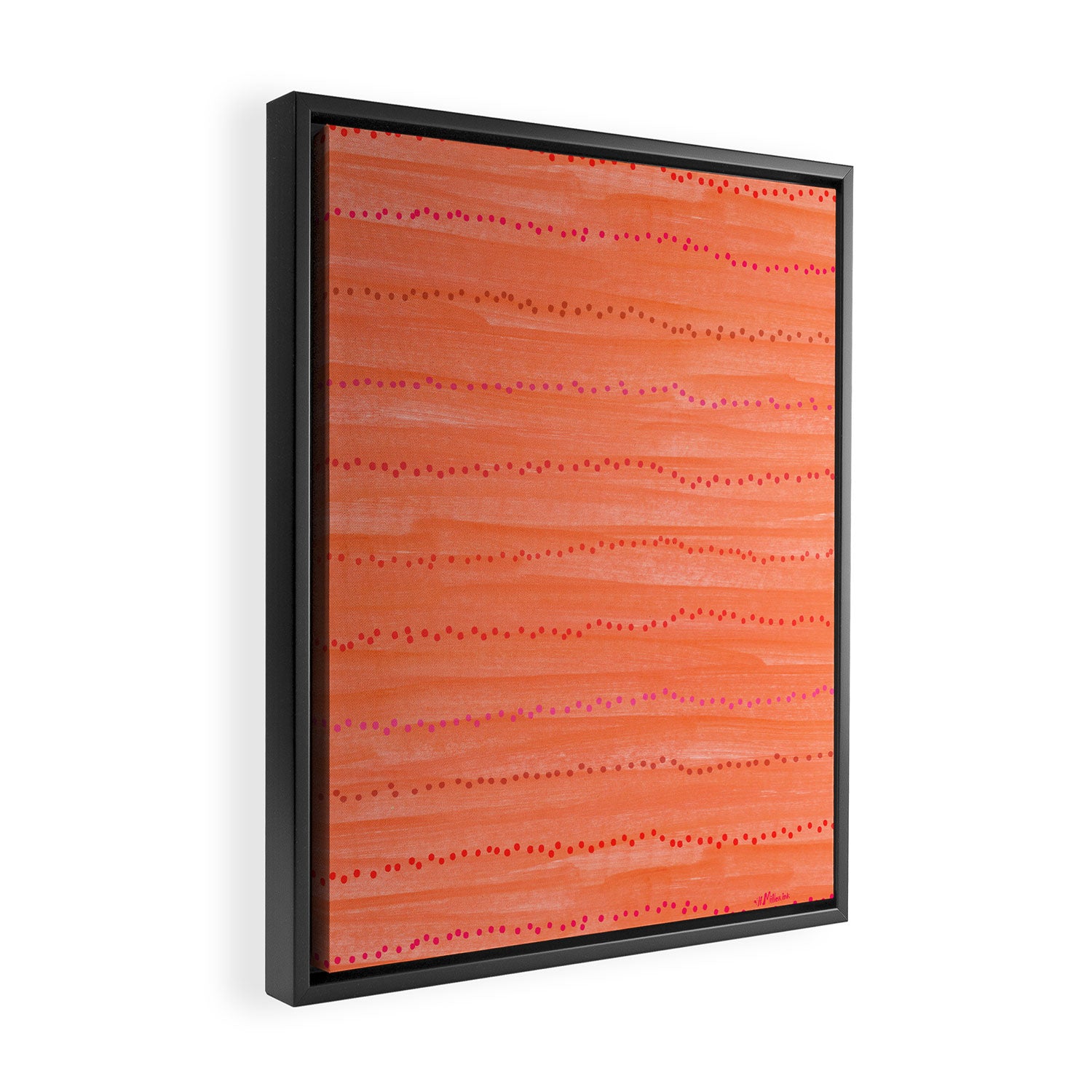 Minimal Doodle Dots in Chili Red Framed Canvas Print Gallery Image 2