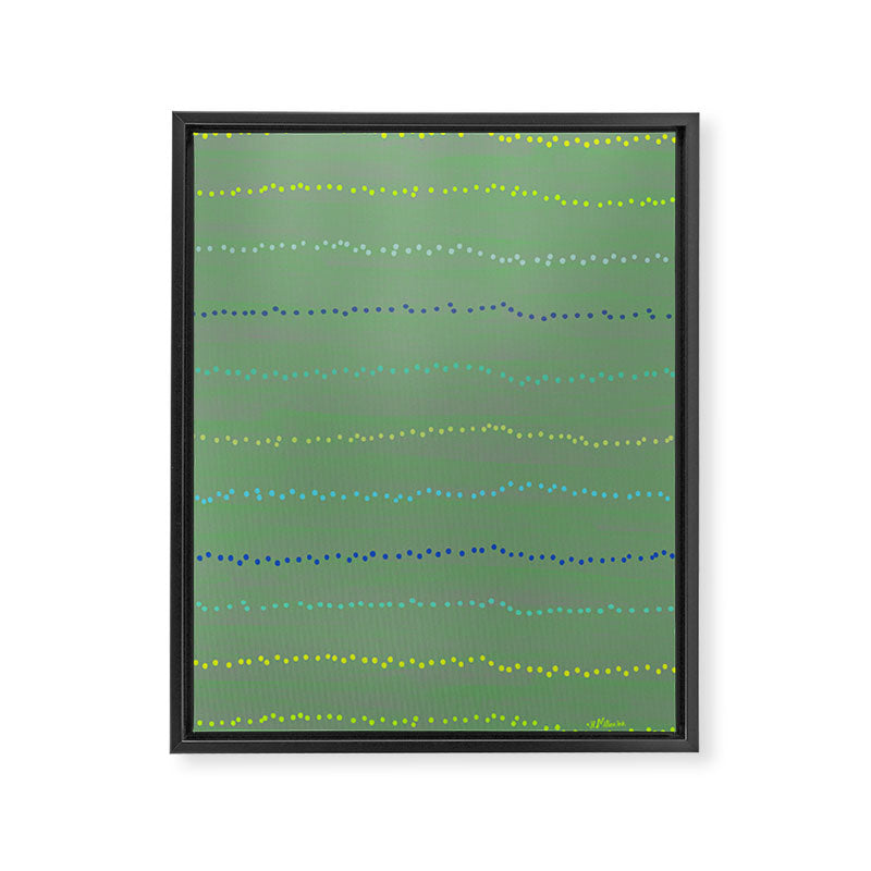 Minimal Doodle Dots in Sage Green Framed Canvas Print Gallery Image 6
