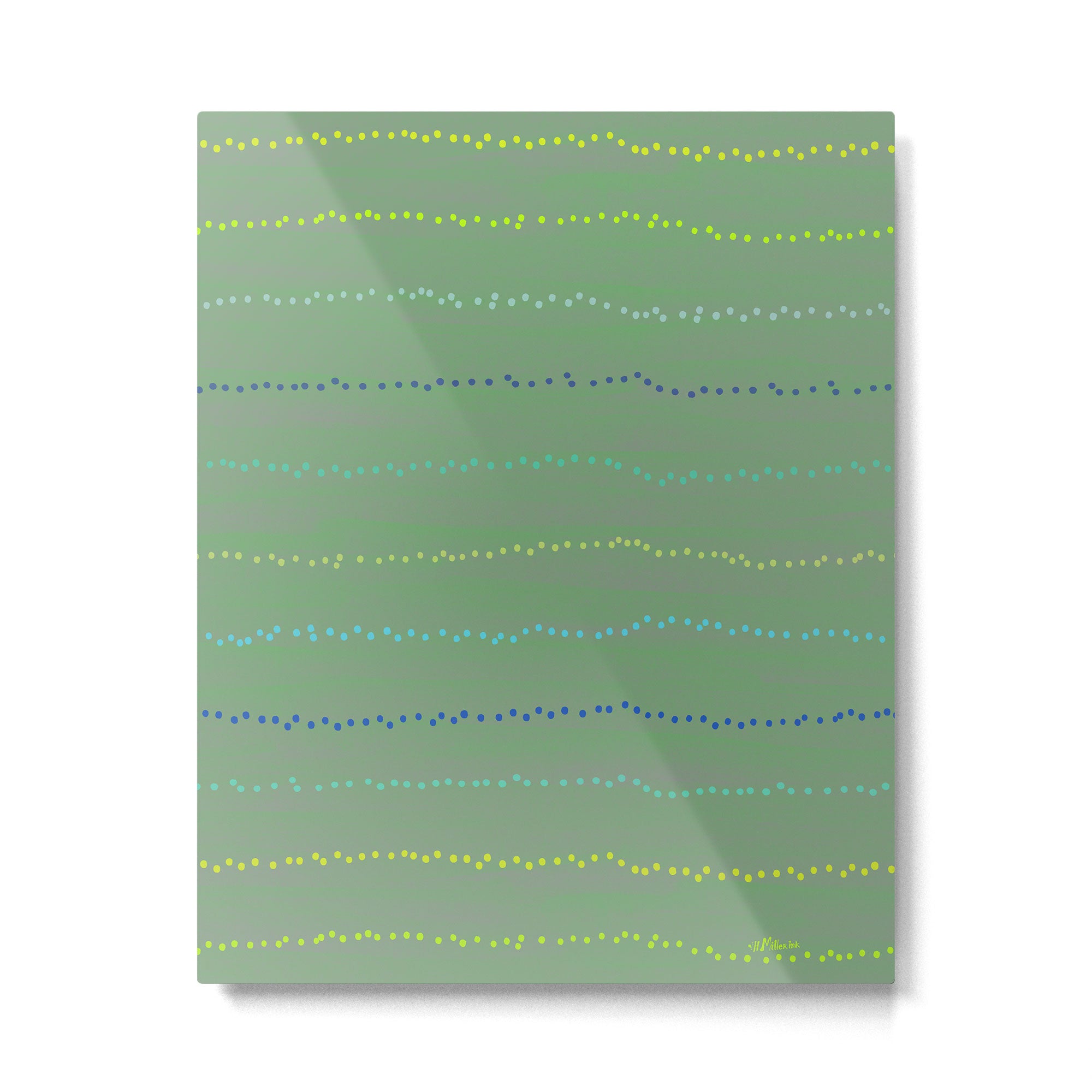 Minimal Doodle Dots in Sage Green Metal Print Gallery Image 4