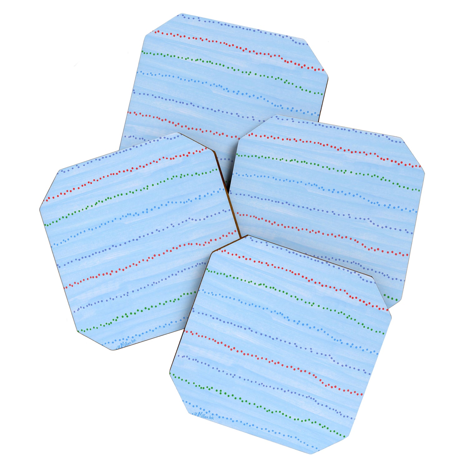Minimal Doodle Dots in Sky Blue Coaster Gallery Image 1
