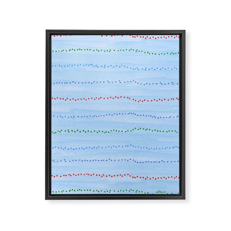 Minimal Doodle Dots in Sky Blue Framed Canvas Print Gallery Image 6