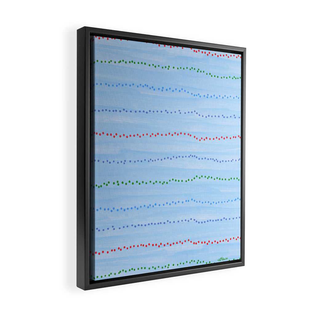 Minimal Doodle Dots in Sky Blue Framed Canvas Print Gallery Image 2