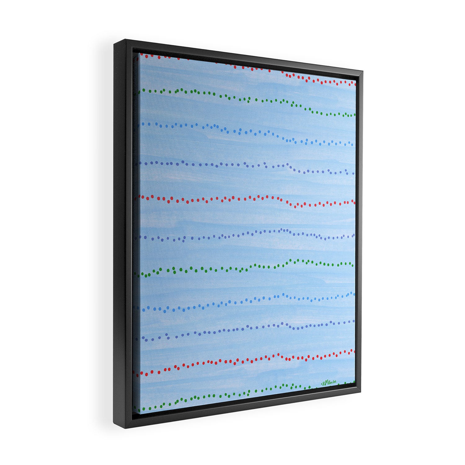 Minimal Doodle Dots in Sky Blue Framed Canvas Print Gallery Image 2