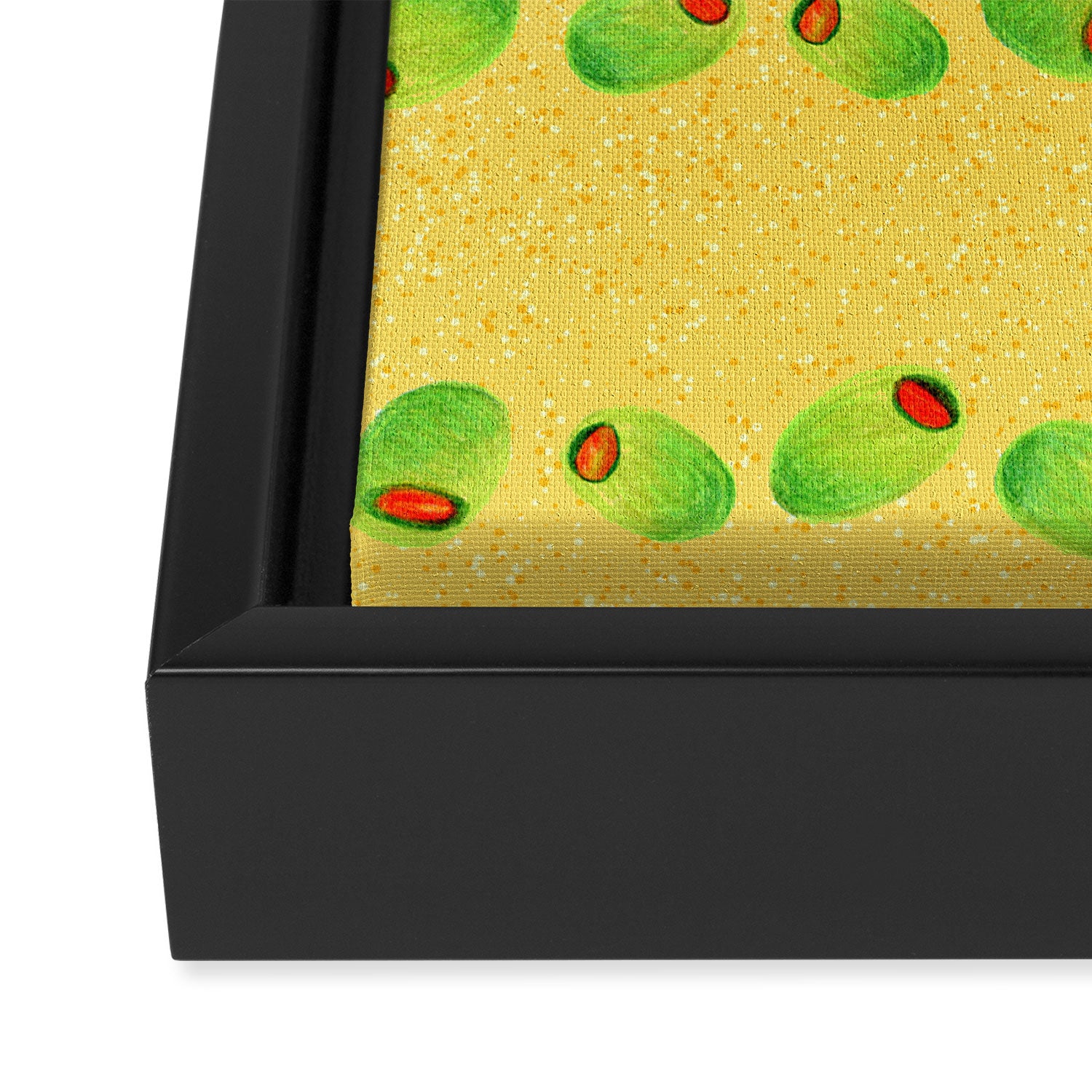 Olive Snack in Green & Yellow Framed Canvas Print Gallery Image 3