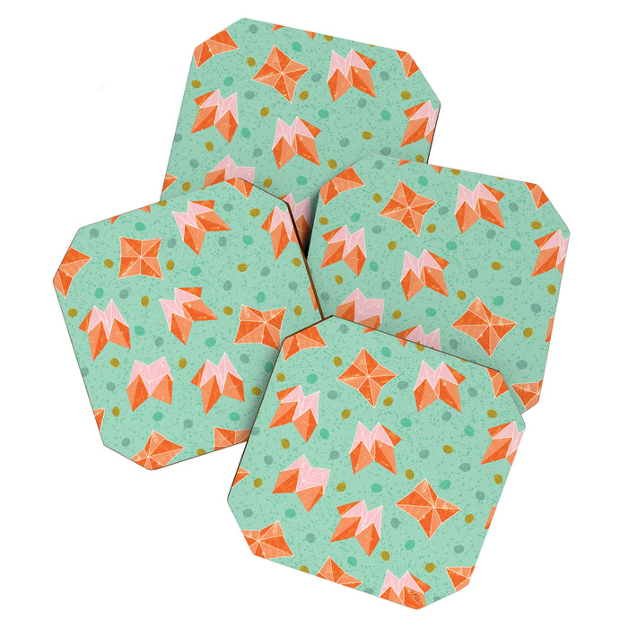 Origami Fortune Teller in Seafoam Green & Orange Coaster Gallery Image 1