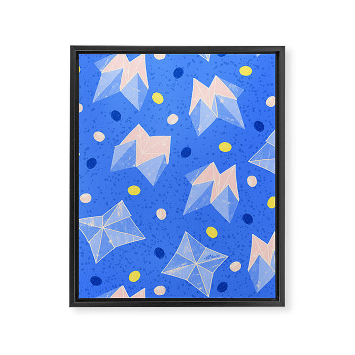 Origami Fortune Teller in Sky Blue & Peach Framed Canvas Print Gallery Image 1