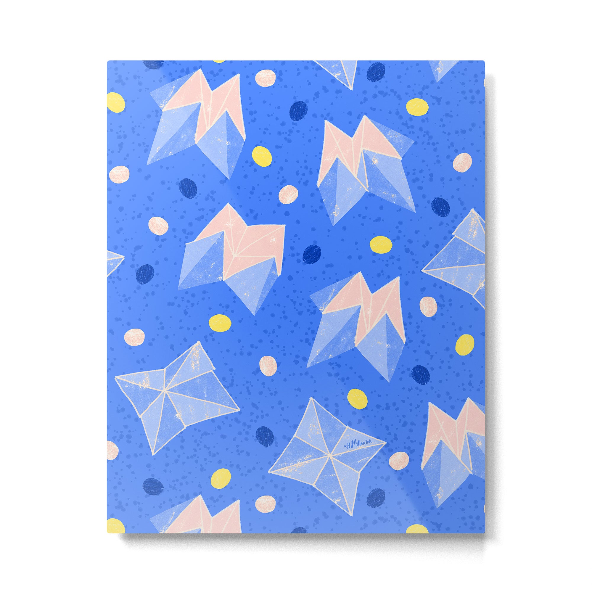 Origami Fortune Teller in Sky Blue & Peach Metal Print Gallery Image 4