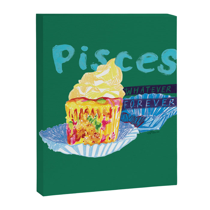 Pisces Chill Vibes in Chive Green | Zodiac Series  Canvas Print Gallery Image 1