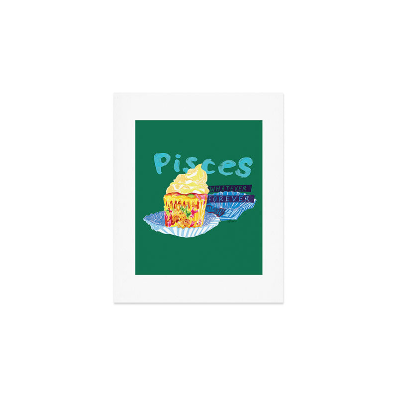 Pisces Chill Vibes in Chive Green | Zodiac Series  Art Print Gallery Image 1