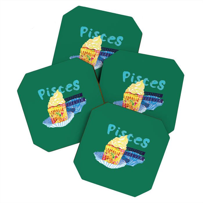 Pisces Chill Vibes in Chive Green | Zodiac Series  Coaster Gallery Image 1