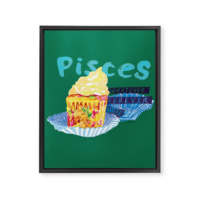 Pisces Chill Vibes in Chive Green | Zodiac Series  Framed Canvas Print Gallery Image 1