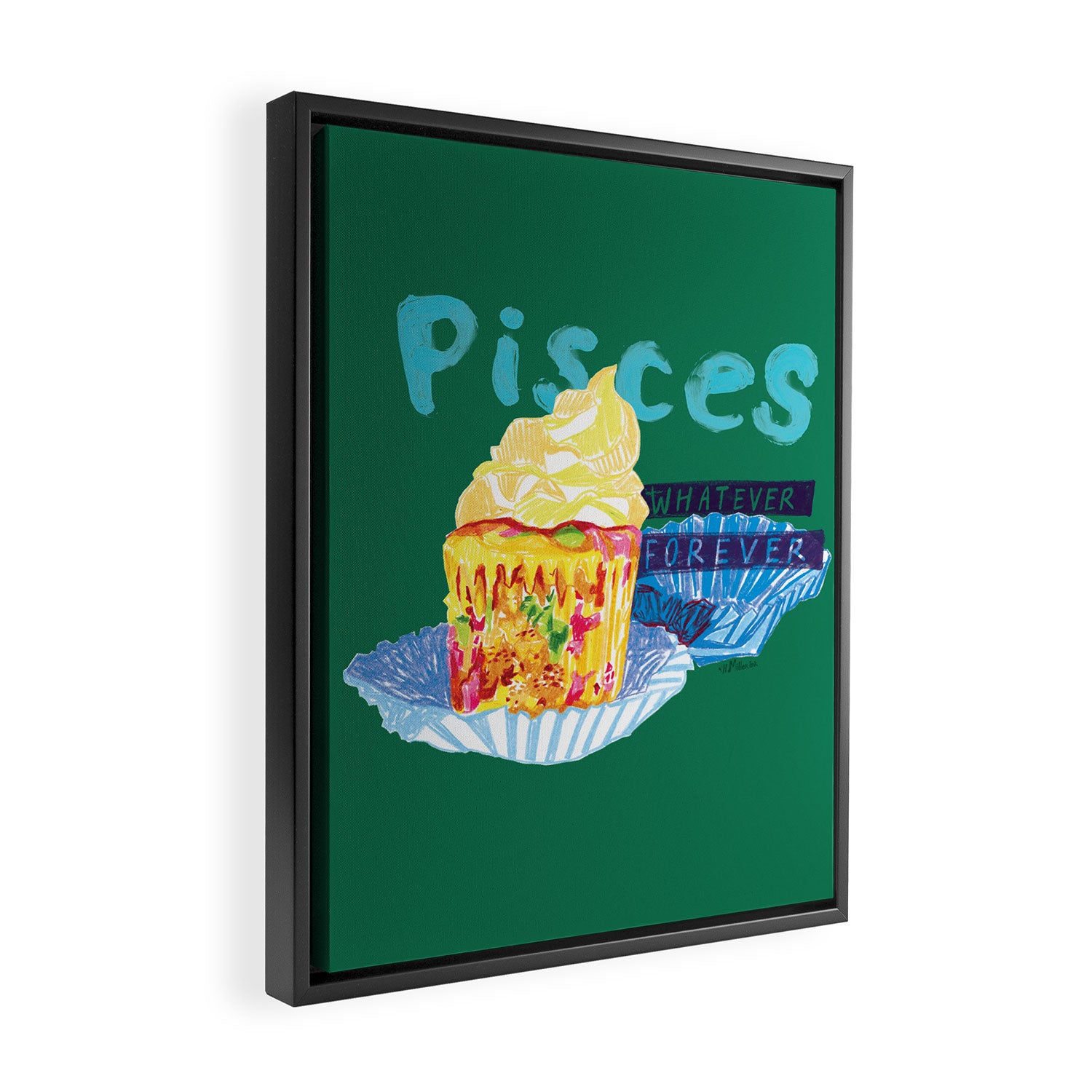 Pisces Chill Vibes in Chive Green | Zodiac Series  Framed Canvas Print Gallery Image 2