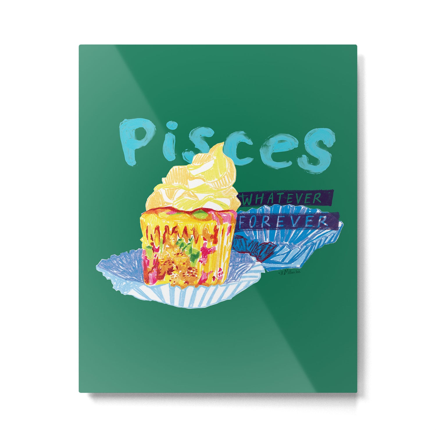 Pisces Chill Vibes in Chive Green | Zodiac Series  Metal Print Gallery Image 4