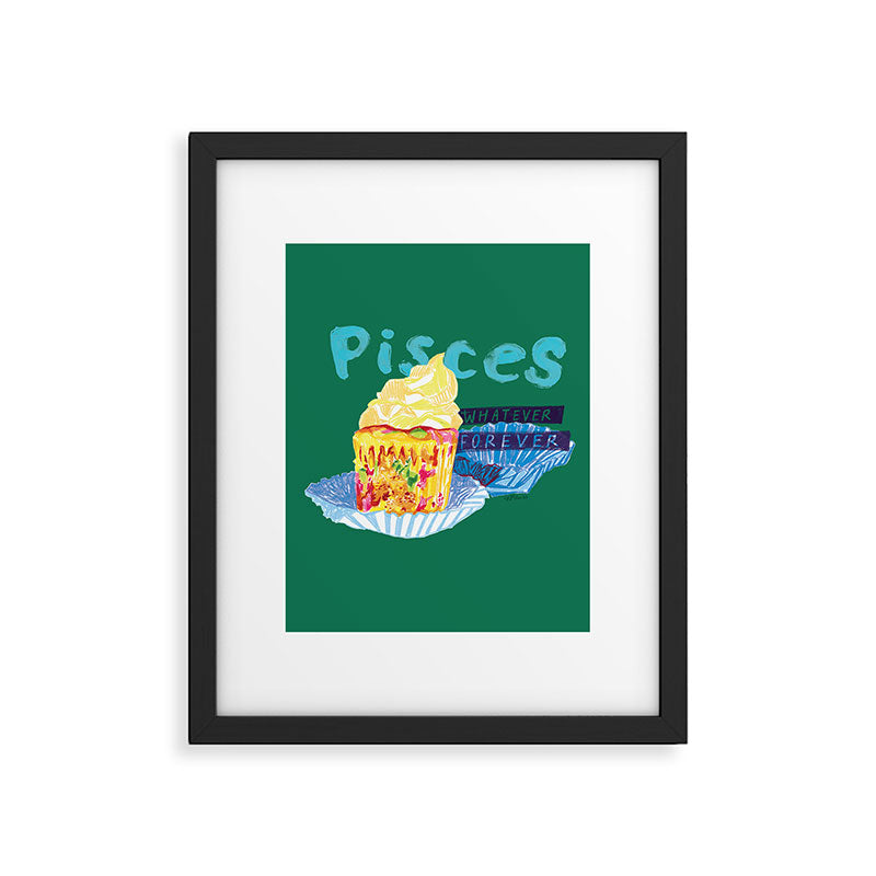 Pisces Chill Vibes in Chive Green | Zodiac Series  Framed Art Print Gallery Image 5