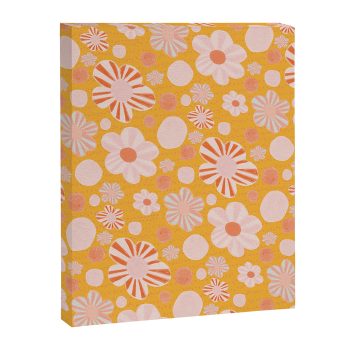 Pop Art Stripe Flowers in Retro Tangerine Canvas Print Gallery Image 1