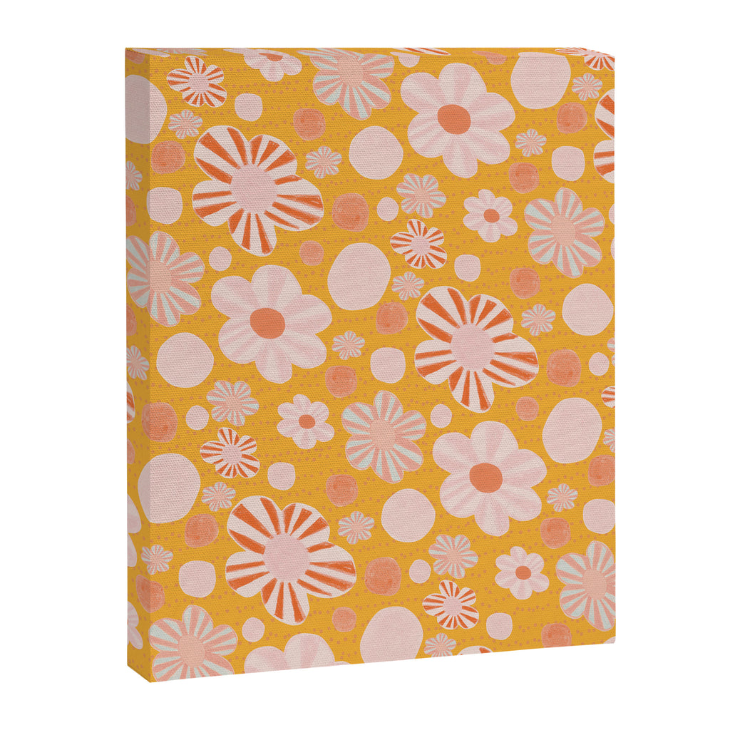 Pop Art Stripe Flowers in Retro Tangerine Canvas Print Gallery Image 6