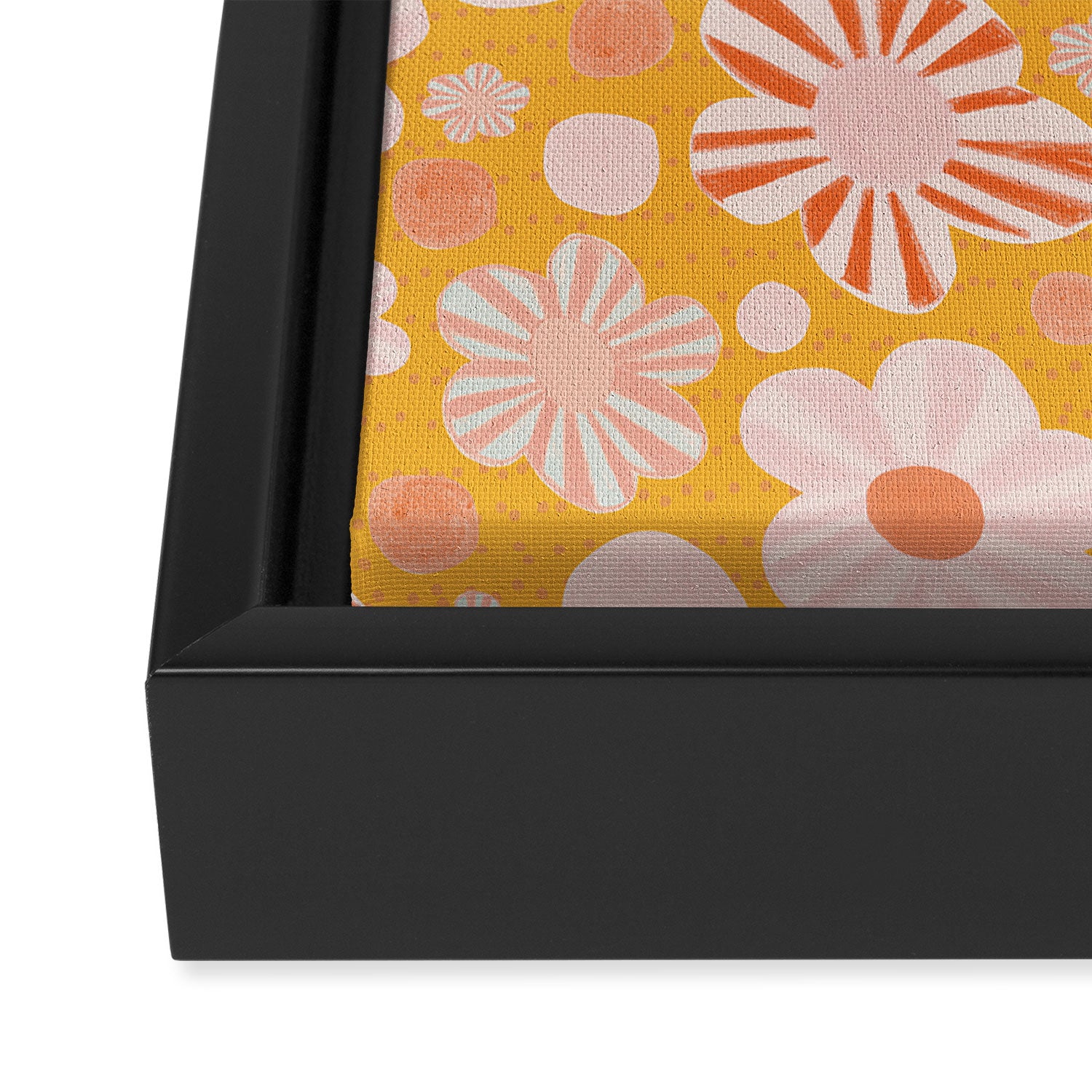 Pop Art Stripe Flowers in Retro Tangerine Framed Canvas Print Gallery Image 3