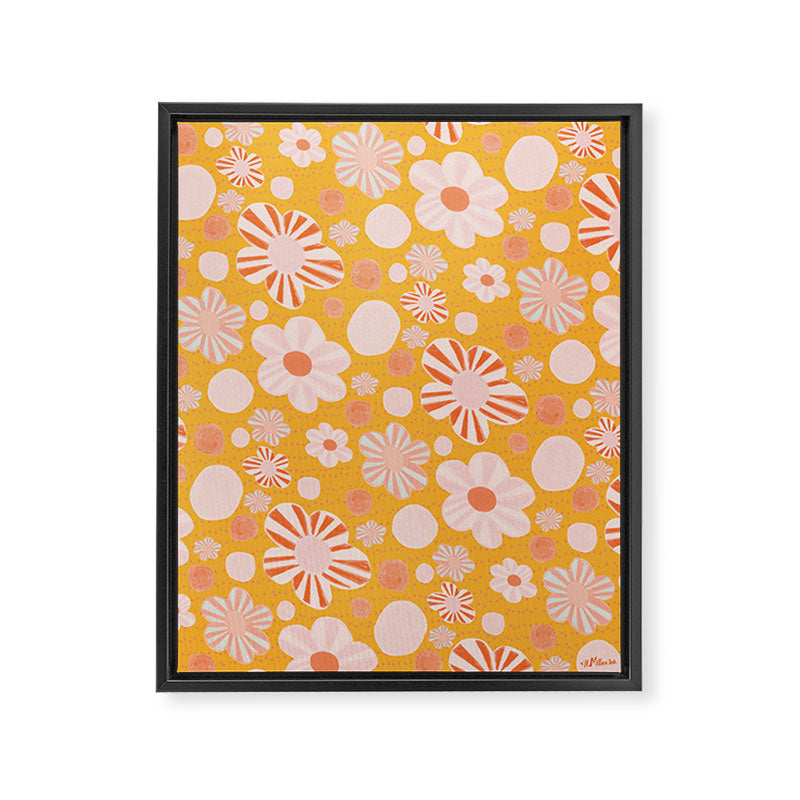 Pop Art Stripe Flowers in Retro Tangerine Framed Canvas Print Gallery Image 6