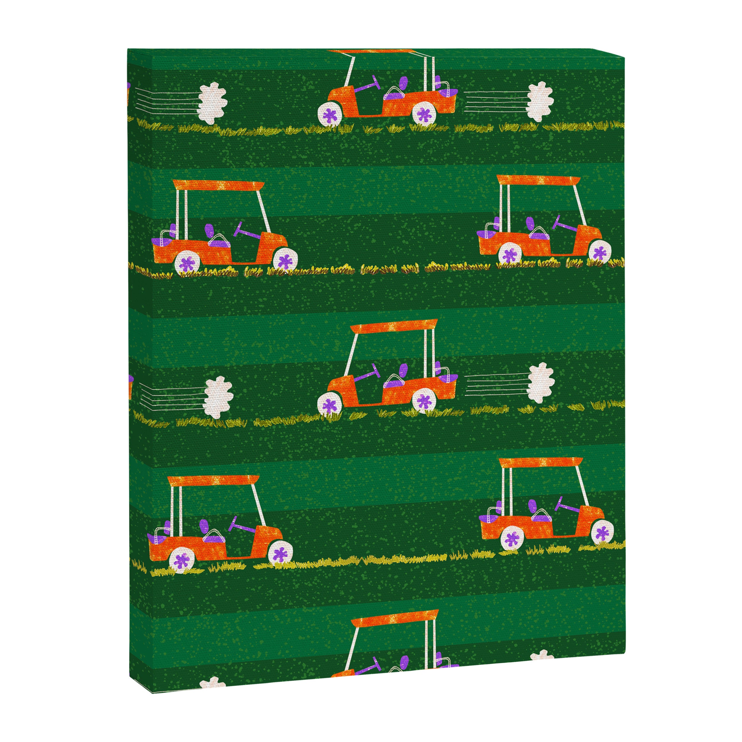 Retro Golf Cart Rides in Emerald Green & Orange Canvas Print Gallery Image 6