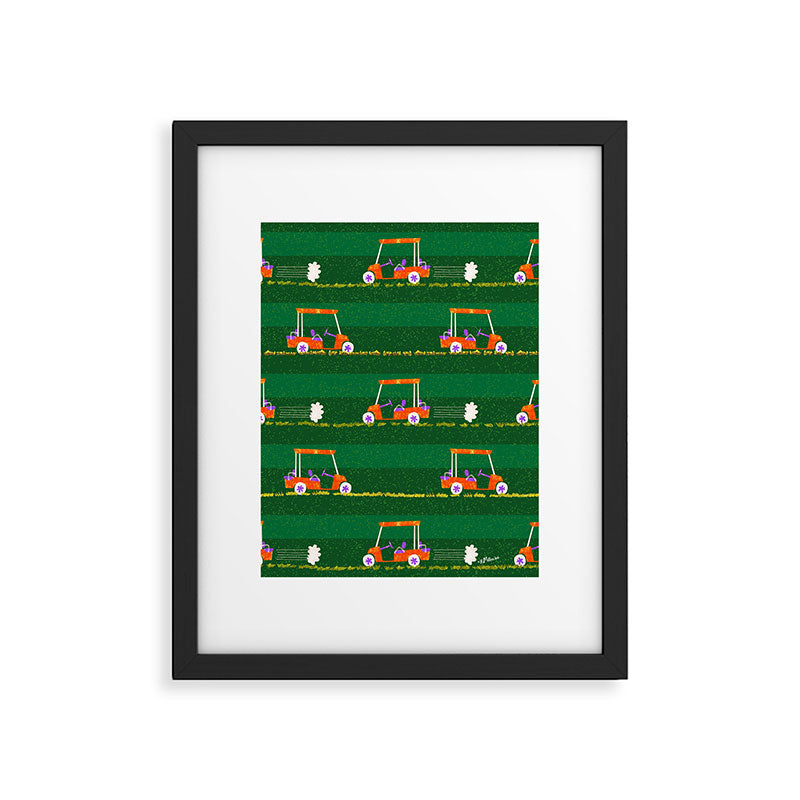 Retro Golf Cart Rides in Emerald Green & Orange Framed Art Print Gallery Image 5