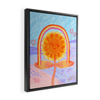 Retro Sunflower & Rainbow in Blue & Pink Framed Canvas Print Gallery Image 2