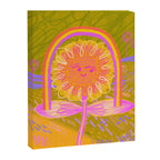 Retro Sunflower & Rainbow in Green & Pink Canvas Print Gallery Image 6