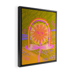 Retro Sunflower & Rainbow in Green & Pink Framed Canvas Print Gallery Image 2