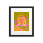 Retro Sunflower & Rainbow in Green & Pink Framed Art Print Gallery Image 4