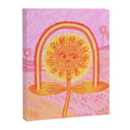 Retro Sunflower & Rainbow in Pink Canvas Print Gallery Image 6