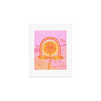 Retro Sunflower & Rainbow in Pink Art Print Gallery Image 1