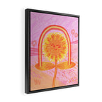 Retro Sunflower & Rainbow in Pink Framed Canvas Print Gallery Image 2
