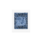 Rooster Painting in Navy Blue - Folk Art Style Art Print Gallery Image 1