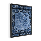 Rooster Painting in Navy Blue - Folk Art Style Framed Canvas Print Gallery Image 2