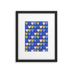 Rows of Tulips in Bloom in Blue & Mustard Yellow Framed Art Print Gallery Image 5
