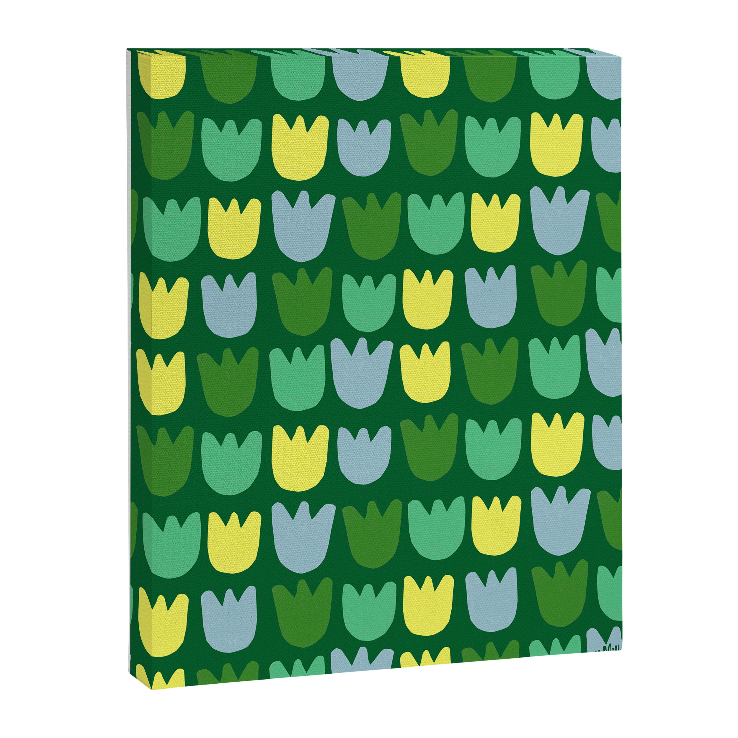 Rows of Tulips in Bloom in Sage & Chartreuse Canvas Print Gallery Image 6