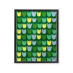 Rows of Tulips in Bloom in Sage & Chartreuse Framed Canvas Print Gallery Image 6