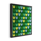 Rows of Tulips in Bloom in Sage & Chartreuse Framed Canvas Print Gallery Image 2