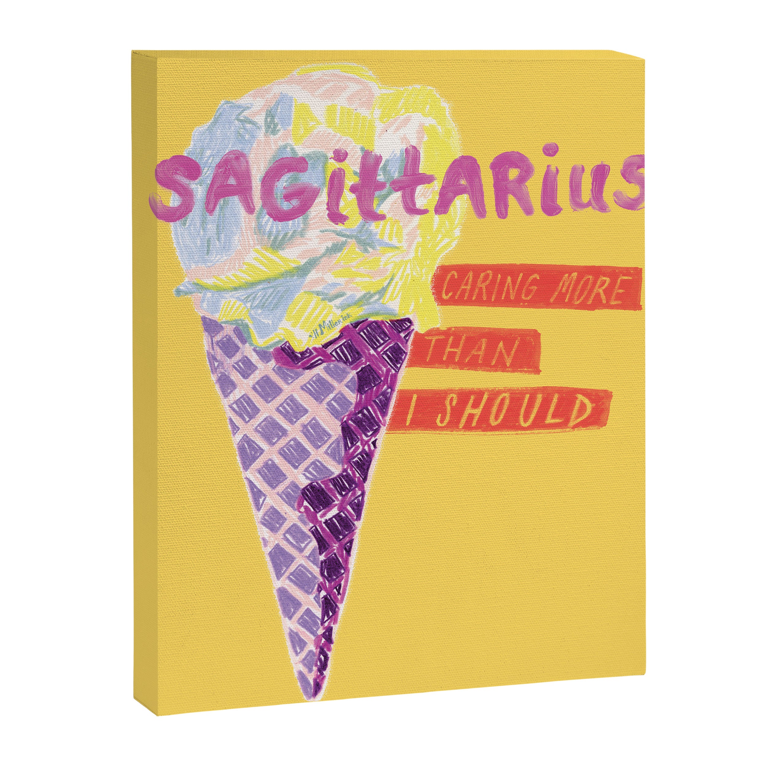 Sagittarius Cares in Sunshine Yellow | Zodiac Series  Canvas Print Gallery Image 6
