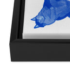 Sleepy Cozy Kitty Cats in Royal Blue & White Framed Canvas Print Gallery Image 3