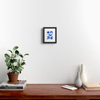 Sleepy Cozy Kitty Cats in Royal Blue & White Framed Art Print Gallery Image 2
