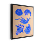 Sleepy Cozy Kitty Cats in Blue & Pink Framed Canvas Print Gallery Image 2