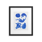Sleepy Cozy Kitty Cats in Royal Blue & White Framed Art Print Gallery Image 5