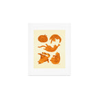 Sleepy Cozy Kitty Cats in Buttercup & Orange Art Print Gallery Image 1