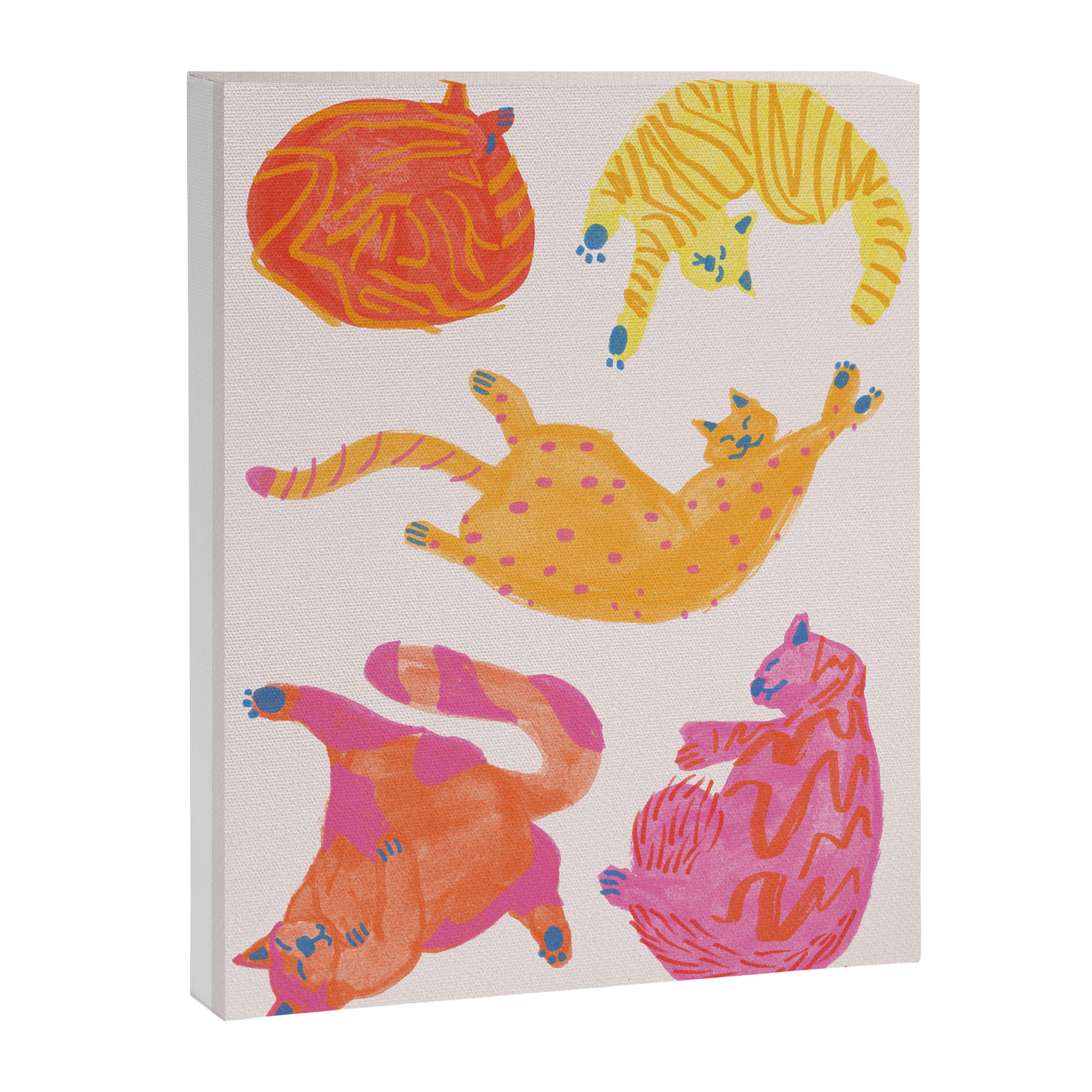 Sleepy Cozy Kitty Cats in Orange & Peach Canvas Print Gallery Image 8